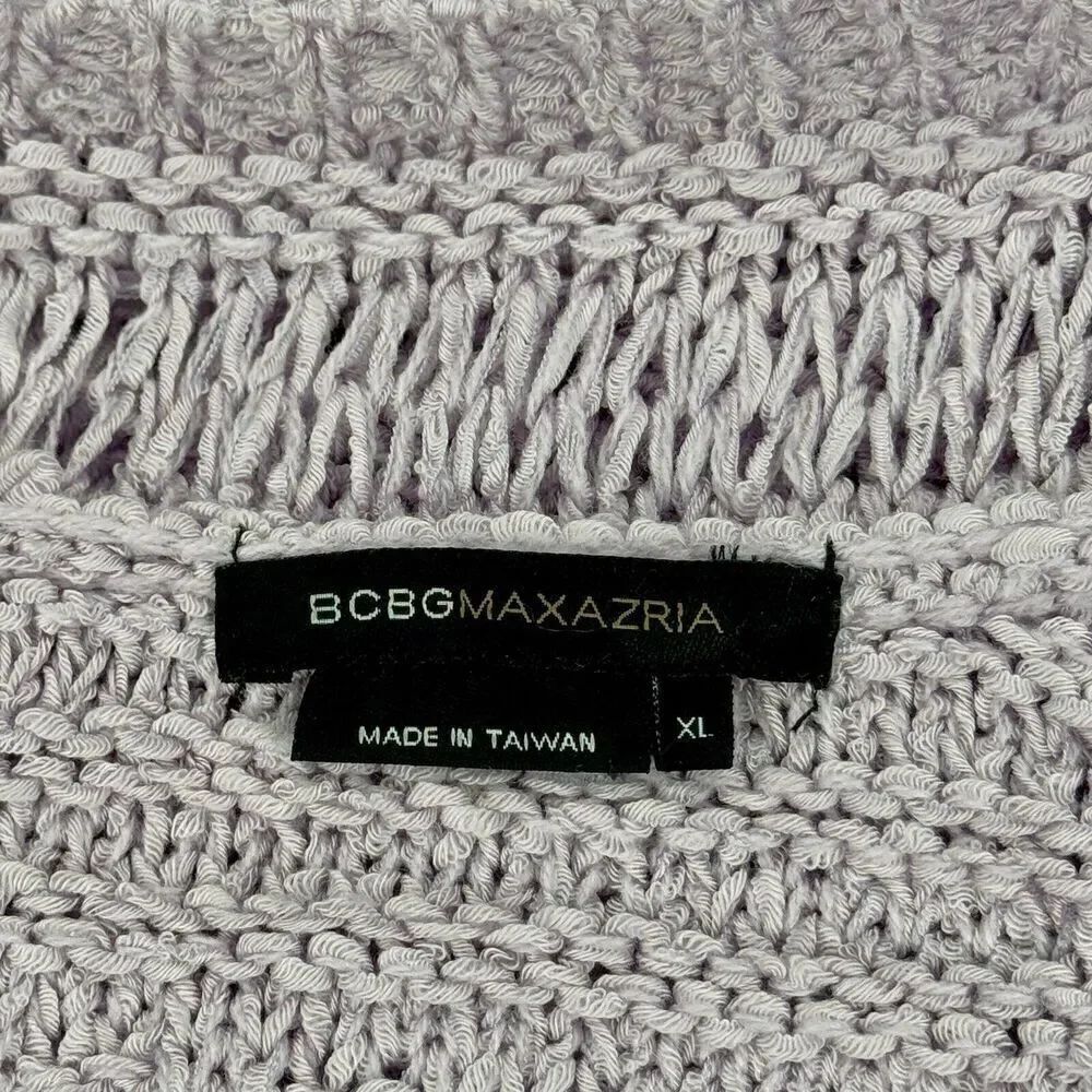 BCBG MaxAzria Sz XL Sweater Dress Crochet Knit Long Sleeve Boho Lavender Lilac - Picture 7 of 13